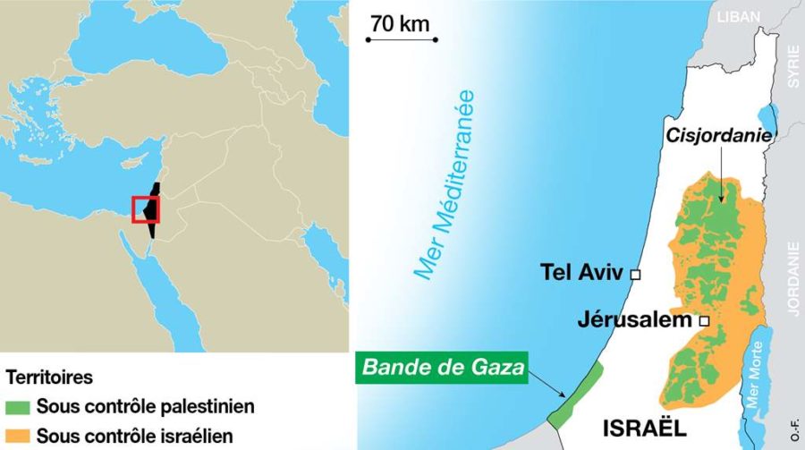 Carte Territoires israeliens et palestiniens