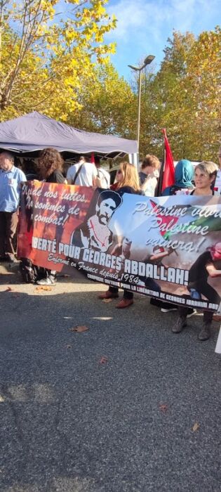 libération de Georges Ibrahim Abdallah - manifestation à Lannemezan- banderole