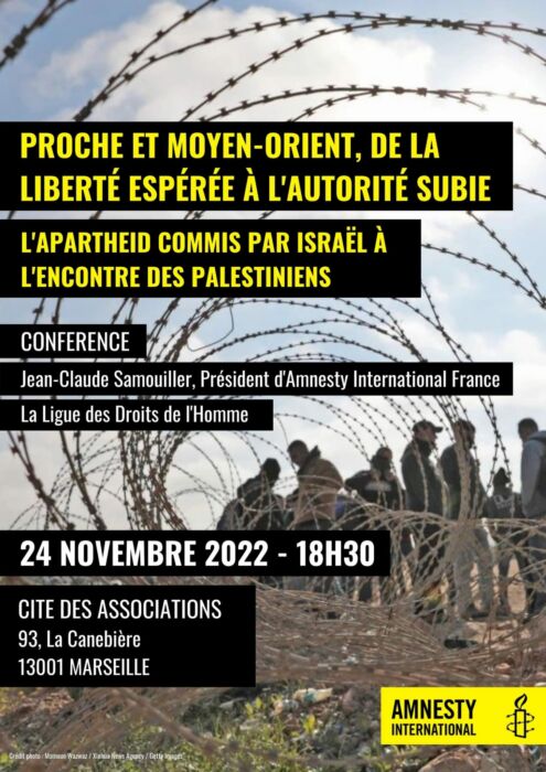 À Marseille, conférence de Jean-Paul Samouiller président d'Amnesty International France "Proche et Moyen-Orient, de la liberté espérée à l'autorité subie"
