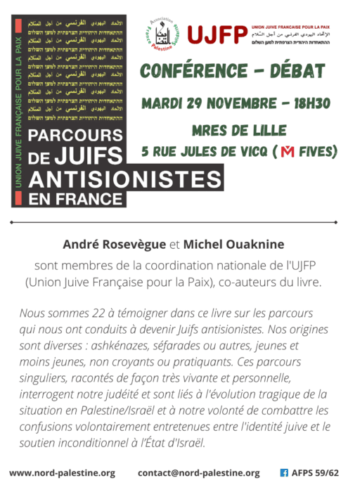 Conférence-débat à Lille autour du livre "Parcours de juifs antisionistes en France"
