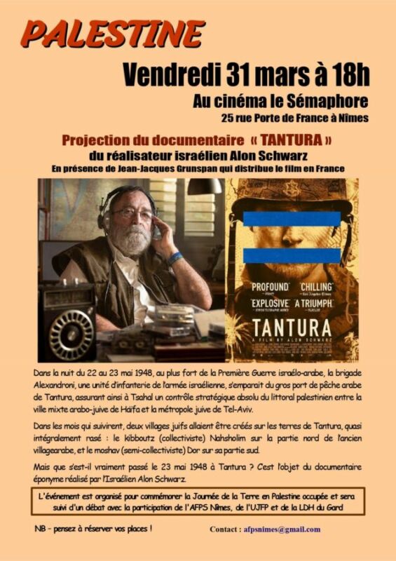 À Nîmes, projection du documentaire "Tantura" - Alon Schwarz