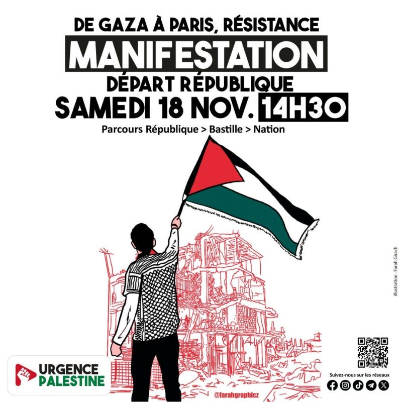 Manifestation UJFP - de Gaza à Paris, résistance - 18 nov. 2023