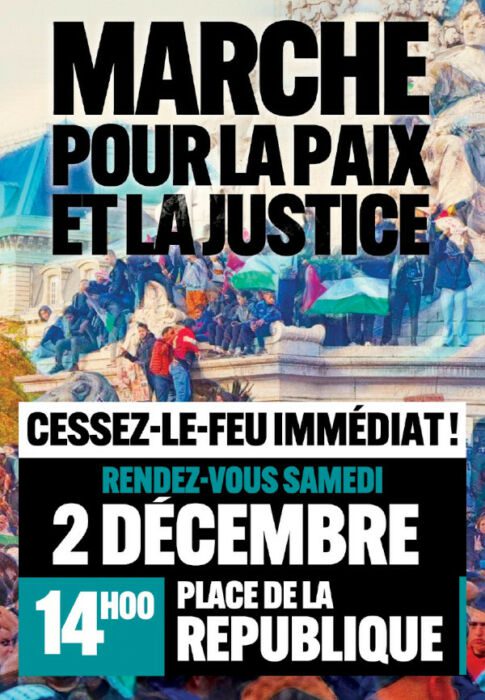 À Paris, marche pour la paix et pour la justice — 2 décembre — place de la république — 14h
