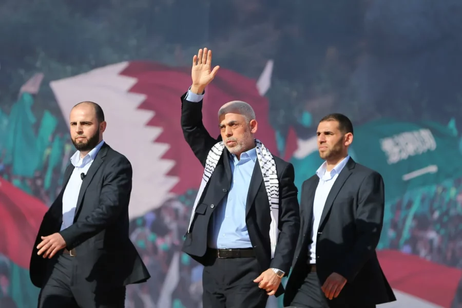 objectif du Hamas à Gaza — Le leader du Hamas Yahya Sinwar à un rassemblement à Gaza City en  Décembre 2022
Ibraheem Abu Mustafa / Reuters
