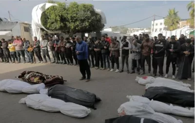 Ofer Cassif - Gaza - recueillement autour des victimes