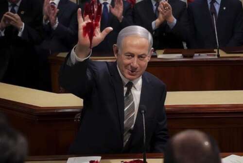 Bibi2 Seul un empire américain en déliquescence peut être assez aveugle pour applaudir Netanyahu et son génocide