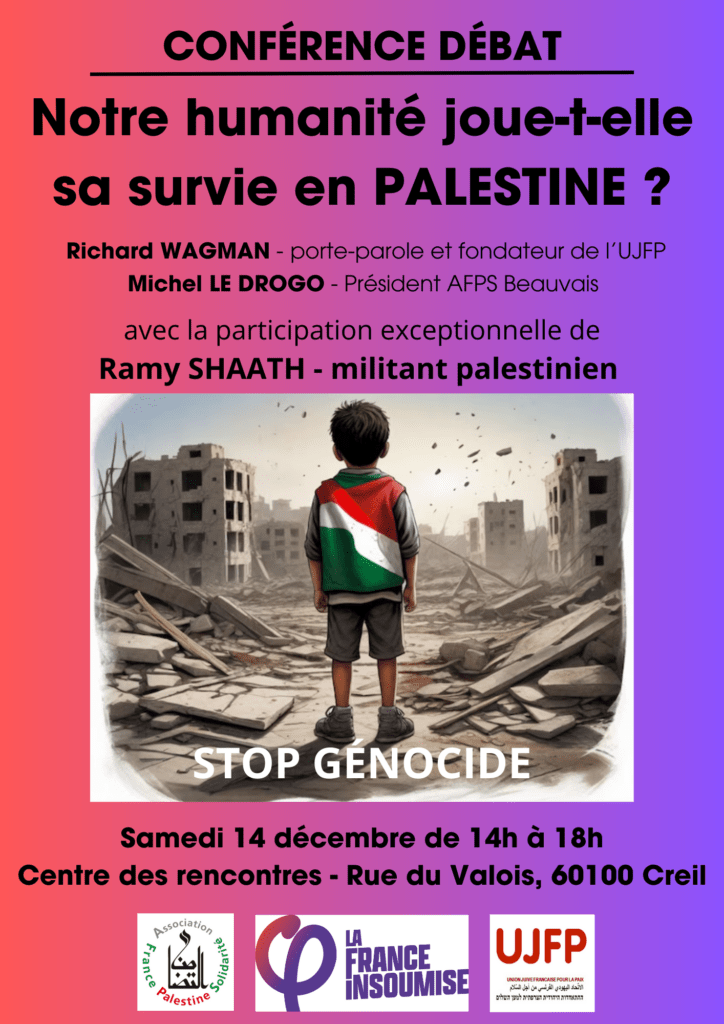 14 12 24 Creil 002 À Creil (60), conférence débat "Notre humanité joue-t-elle sa survie en Palestine ?"