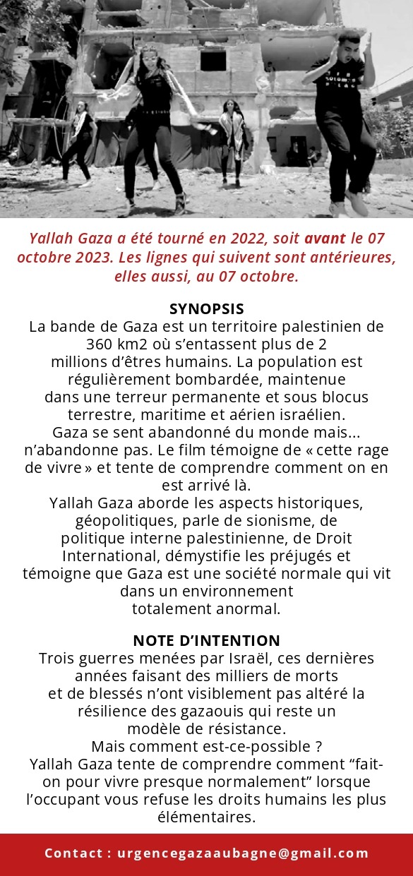 Yallah Gaza Flyer page 0002 À Aubagne (13), projection du film "Yallah Gaza" en présence de Pierre Stambul