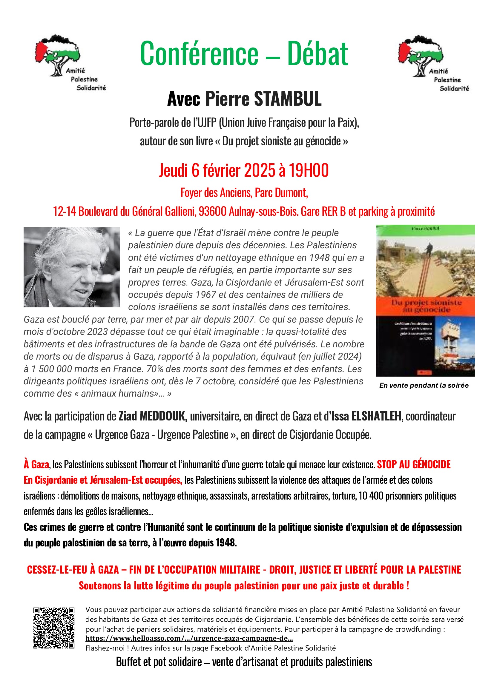 À Aulnay-sous-Bois (93), conférence-débat avec Pierre Stambul autour de son livre « Du projet sioniste au génocide » 4 Conference Debat 6 fevrier 2025 002 À Aulnay-sous-Bois (93), conférence-débat avec Pierre Stambul autour de son livre « Du projet sioniste au génocide »