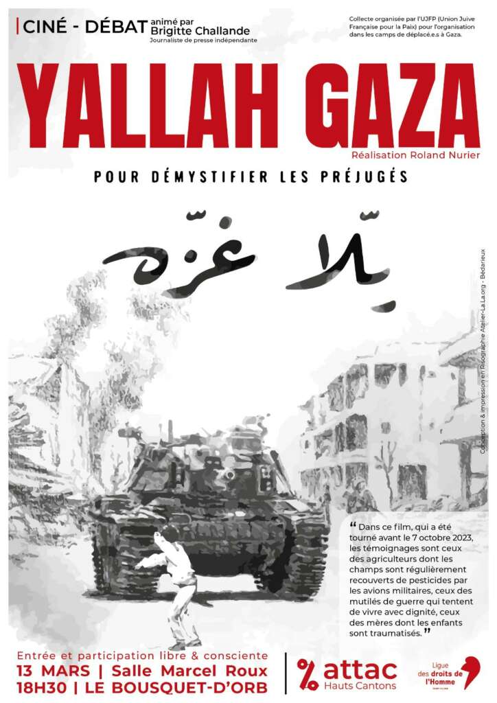 Affiche Bousquet dorb Au Bousquet d'Orb (34), ciné-débat "Yallah Gaza"