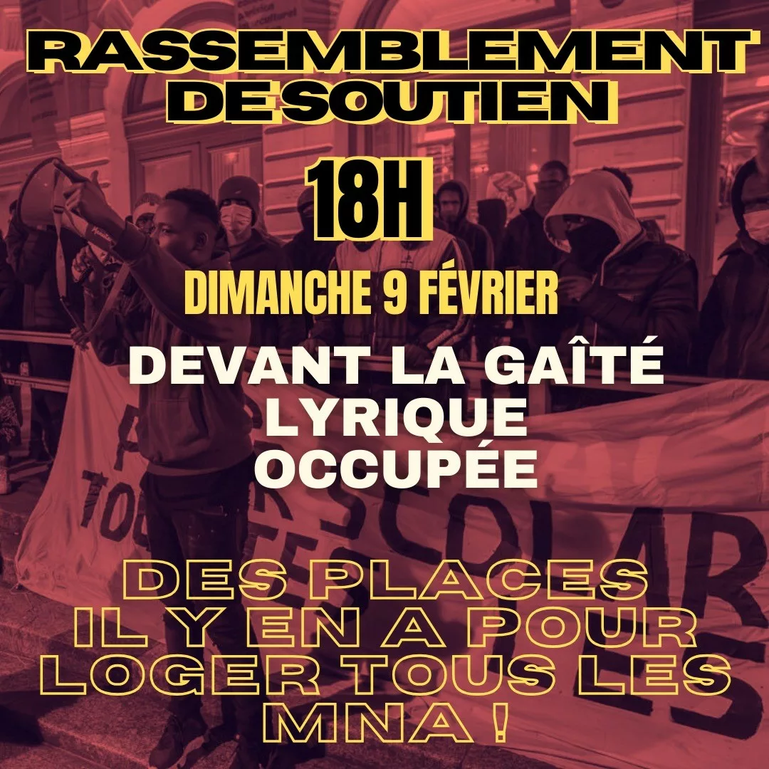 Affiche rassemblement de soutien aux jeunes du parc de Belleville. Paris. le 9 février