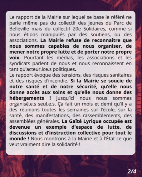 À Paris (4ème), rassemblement de soutien aux jeunes du parc de Belleville 4 combel3 À Paris (4ème), rassemblement de soutien aux jeunes du parc de Belleville
