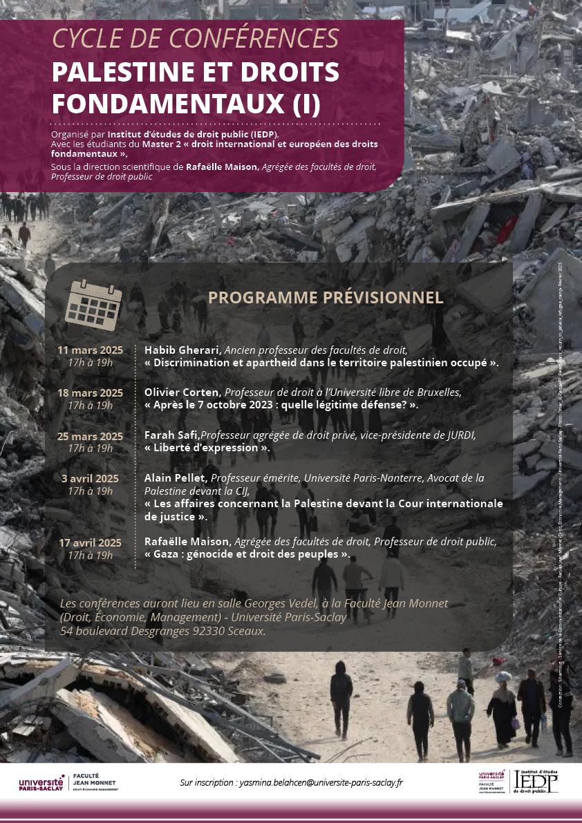 À Sceaux (92), programme cycle de conférences . "Palestine et droits fondamentaux"