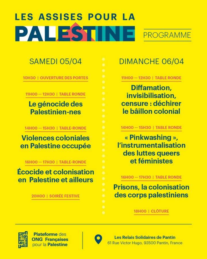 À Pantin (93), les assises pour la Palestine 3 programme assises OK À Pantin (93), les assises pour la Palestine