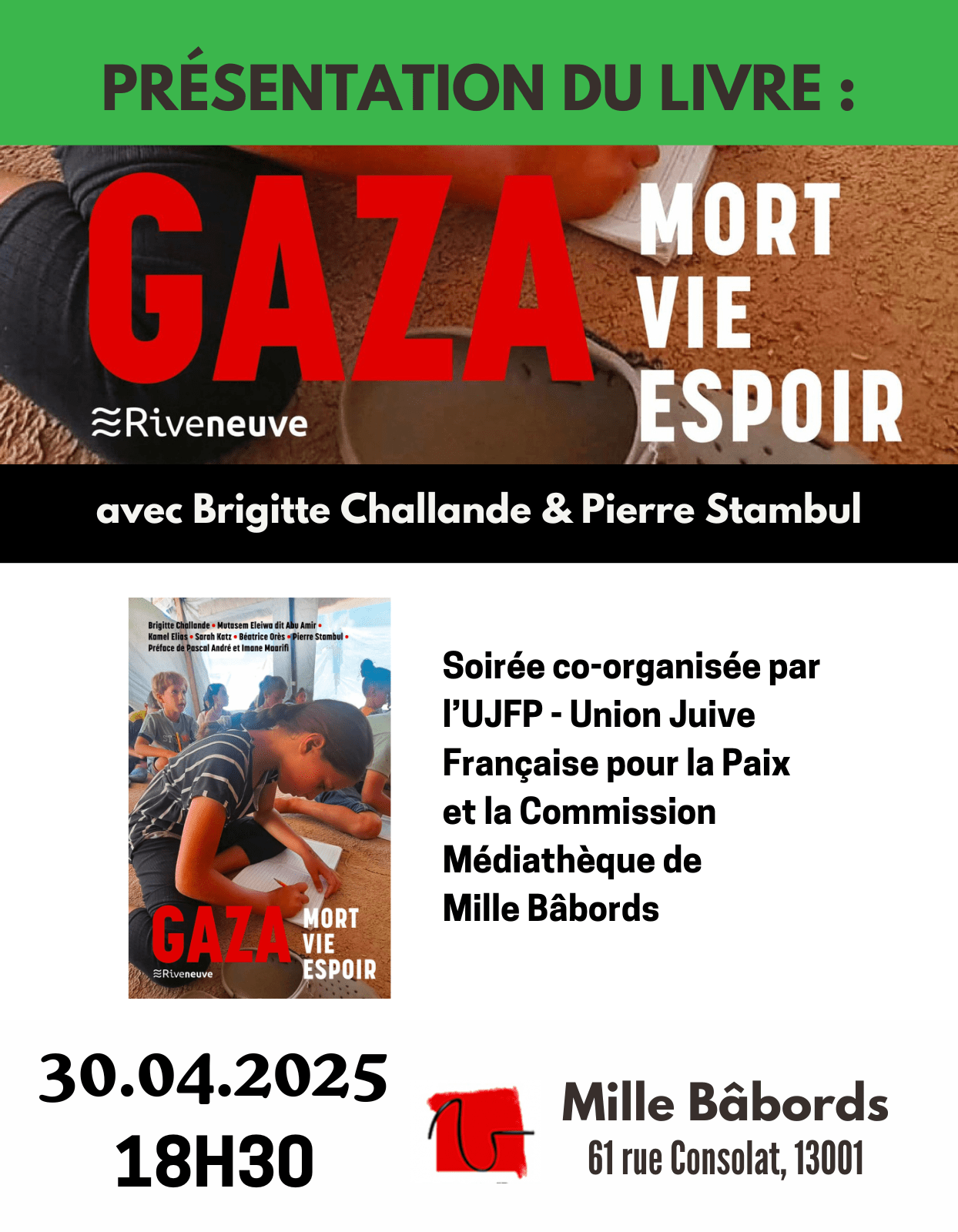 GazaMarseille À Marseille (1er), présentation du livre "Gaza. Mort, vie, espoir"
