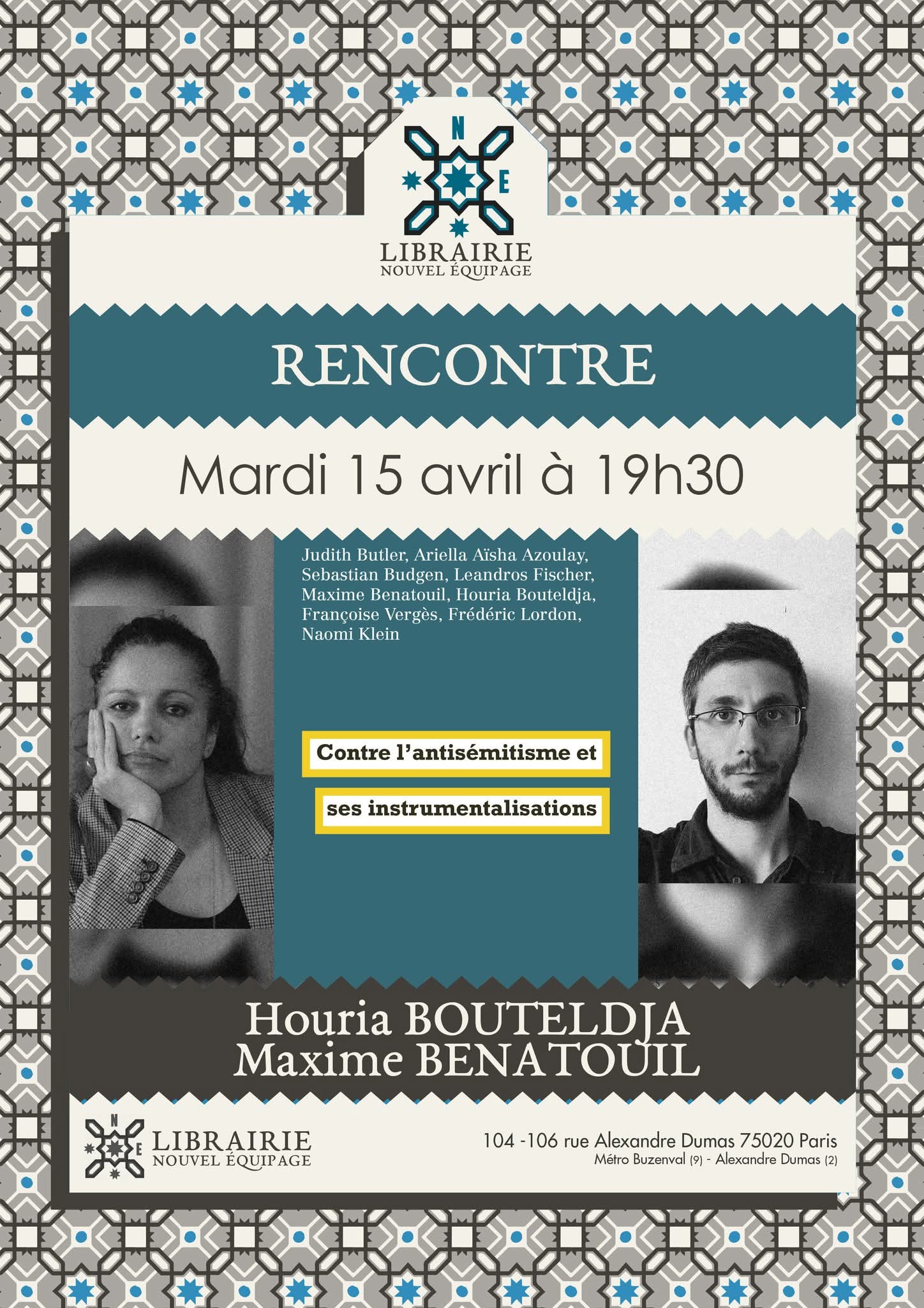À Paris (20ème), rencontre avec Houria Bouteldja et Maxime Benatouil autour du livre "Contre l'antisémitisme et son instrumentalisation"