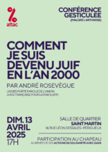 visuel conf gesti Perigueux 002 À Périgueux (24), conférence gesticulée de André Rosevègue : "Comment je suis devenu juif en l'an 2000"