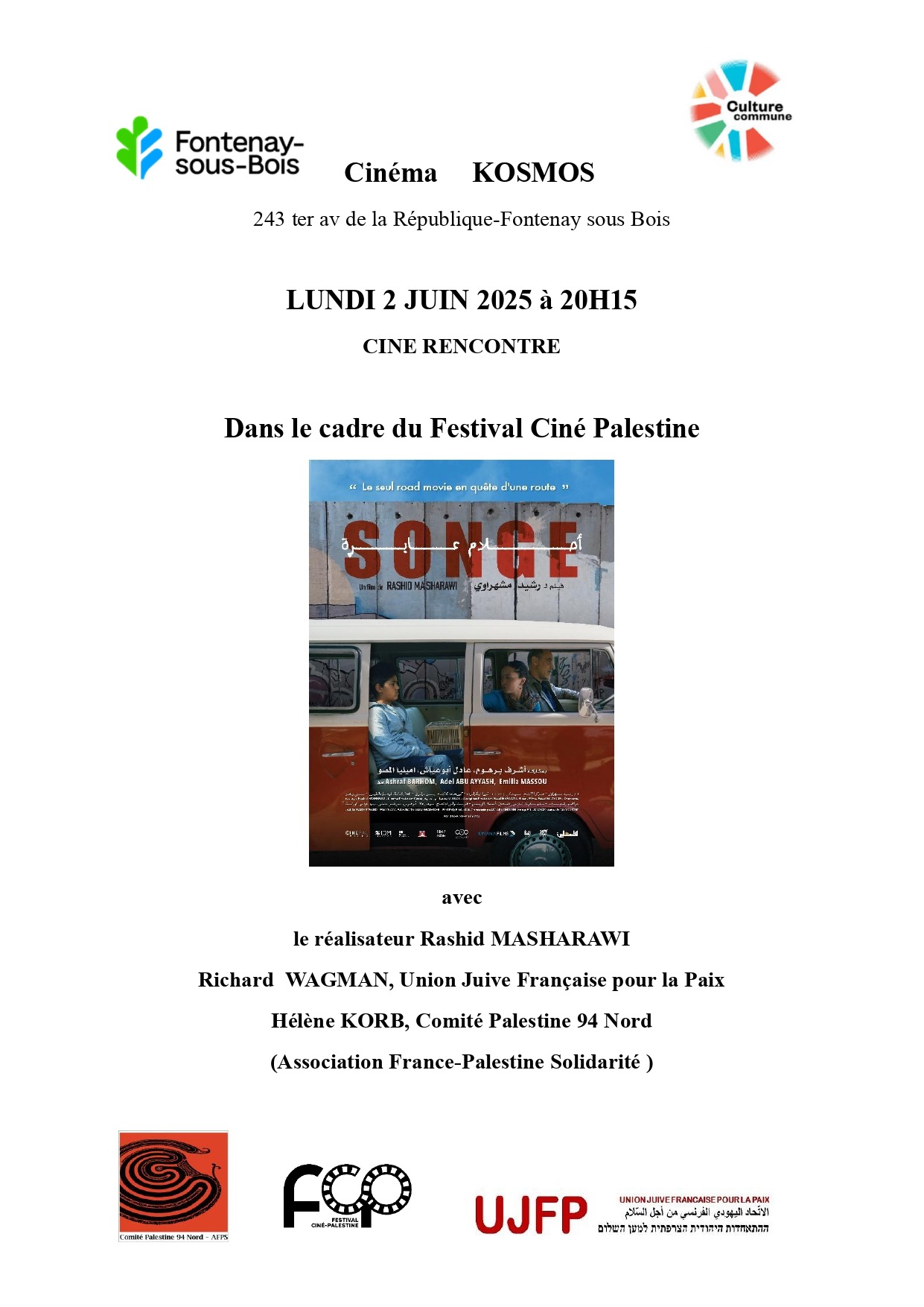 À Fontenay-sous-Bois (94), projection-débat autour du film franco-palestinien « Songe » 3 2 06 25 Fontenay sous Bois page 0001 À Fontenay-sous-Bois (94), projection-débat autour du film franco-palestinien « Songe »