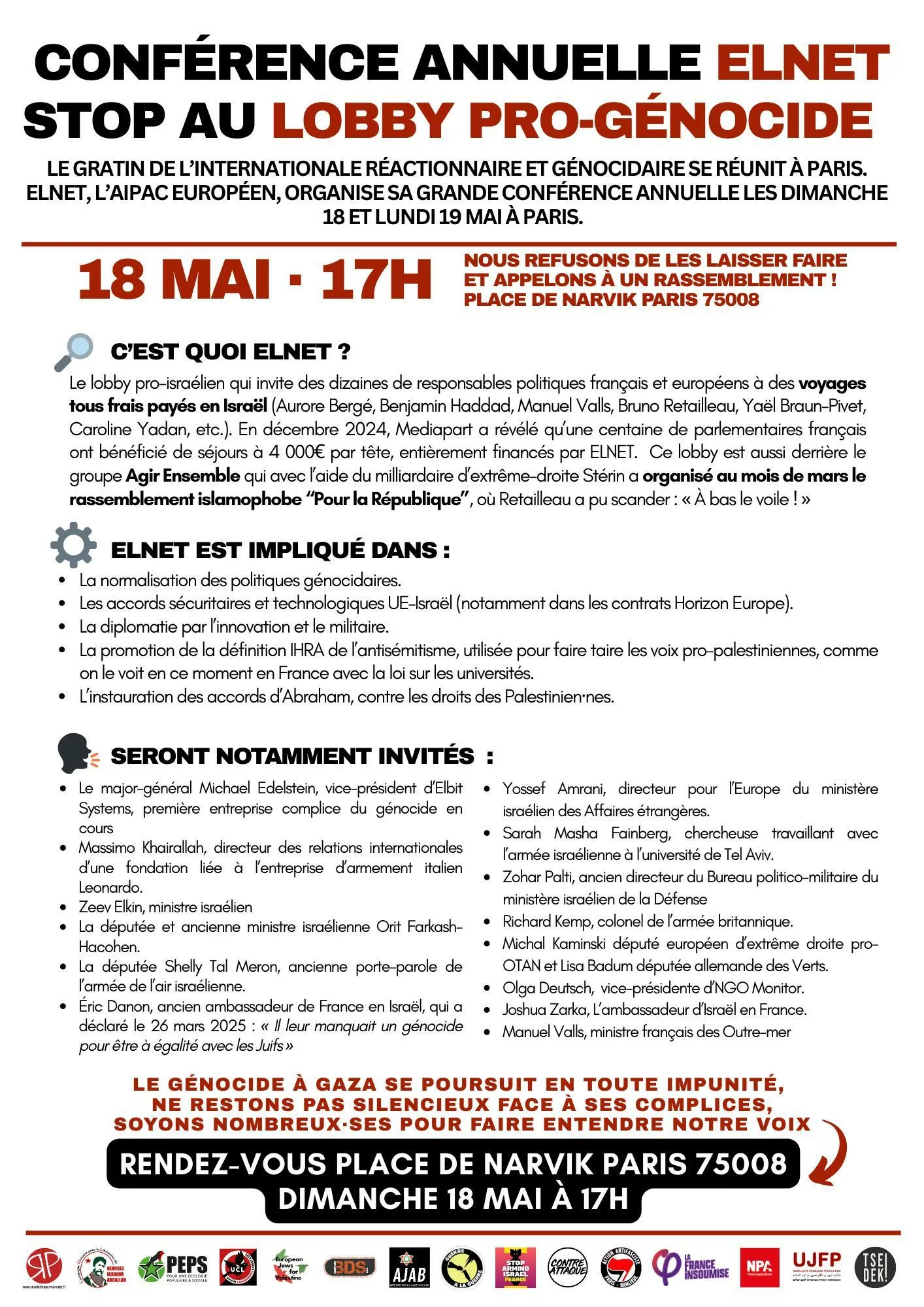 À Paris (8ème), rassemblement contre Elnet, le lobby pro-génocide 3 CONTRE ELNET RASSEMBLEMEN 4 À Paris (8ème), rassemblement contre Elnet, le lobby pro-génocide