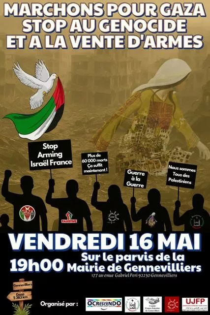 Gennevilliers2 jpg À Gennevilliers (92), rassemblement contre les ventes d'armes à Israël