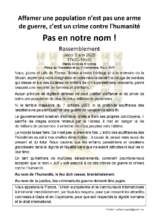 Appe JuifspourGaza 1 À Paris (16ème), rassemblement de Juifs pour Gaza : "Affamer une population, pas en notre nom ! "