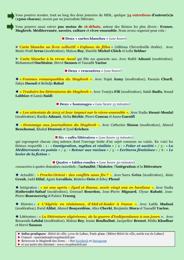 Paris (4ème) accueille le 31e Maghreb des livres : les lettres algériennes à l’honneur 4 Communique MDL 2025 Page 2 Paris (4ème) accueille le 31e Maghreb des livres : les lettres algériennes à l’honneur