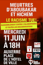 Hichem À Auxerre (89), rassemblement contre l'islamophobie et toutes les discriminations