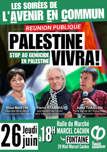 Soiree AEC 26.06 002 À Fontaine (38), Stop au génocide en Palestine - Palestine vivra !