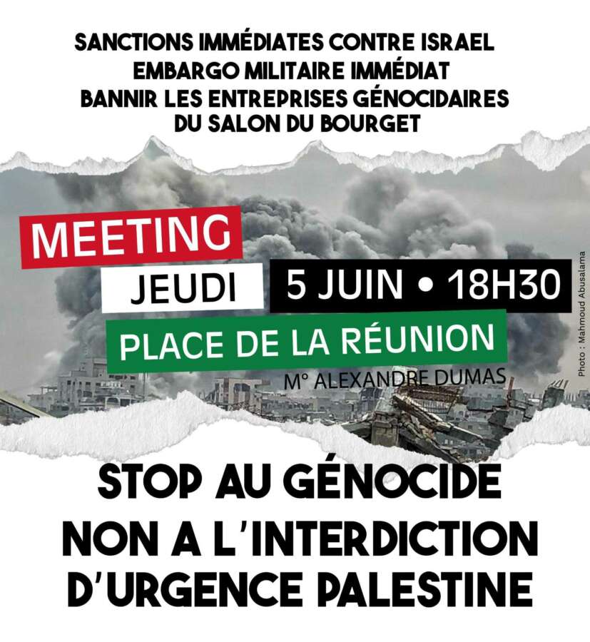 UPimage 1 À Paris (20ème), meeting "Stop au Génocide - Non à l'interdiction d'Urgence Palestine"