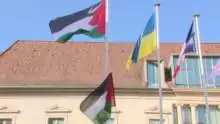 Le drapeau palestinien pavoisant la mairie de Besançon