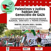 WhatsApp Image 2025 07 27 at 18.24.34 À Grenade (Espagne), conférence-débat : Palestinos y Judios hablan del Genocidio de Gaza