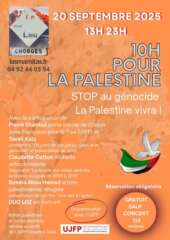 AFFICHE A4 PALESTINE 210 x 297 mm À Chorges (05), 10 heures pour la Palestine