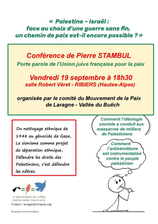 Conférence-débat Palestine-Israël - Pierre Stambul, Ribiers
