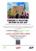 FLYER 11 sept. 2025 À Paris (6ème), conférence-débat : sionisme et Palestine, un point de vue juif