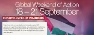 disrupt DisruptComplicity : brisons la complicité dans le génocide ! Des sanctions, maintenant !