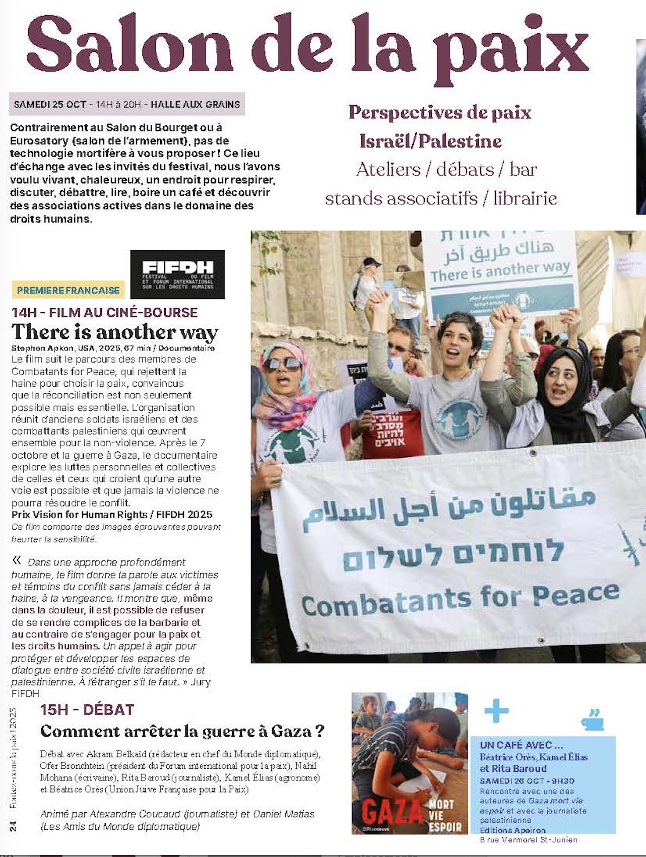 Flyer 25 10 25 OK p1 À Saint Junien (87), présentation du livre "Gaza, Mort, Vie Espoir" et participation de l'UJFP à deux débats : "Comment arrêter la guerre à Gaza" et "Deux États, un État binational : quelle solution pour la paix ?"