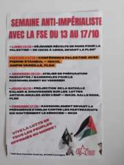 Flyer FSE 14 octobre À Limoges (87), conférence-débat sur la Palestine