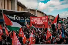 Roissy 25 10 25 2 Plus de 500 manifestant·es répondent à l’appel des travailleur·ses de Roissy contre les livraisons d’armes à Israël