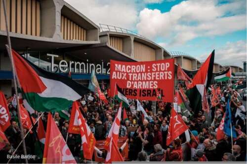 Roissy 25 10 25 2 Plus de 500 manifestant·es répondent à l’appel des travailleur·ses de Roissy contre les livraisons d’armes à Israël