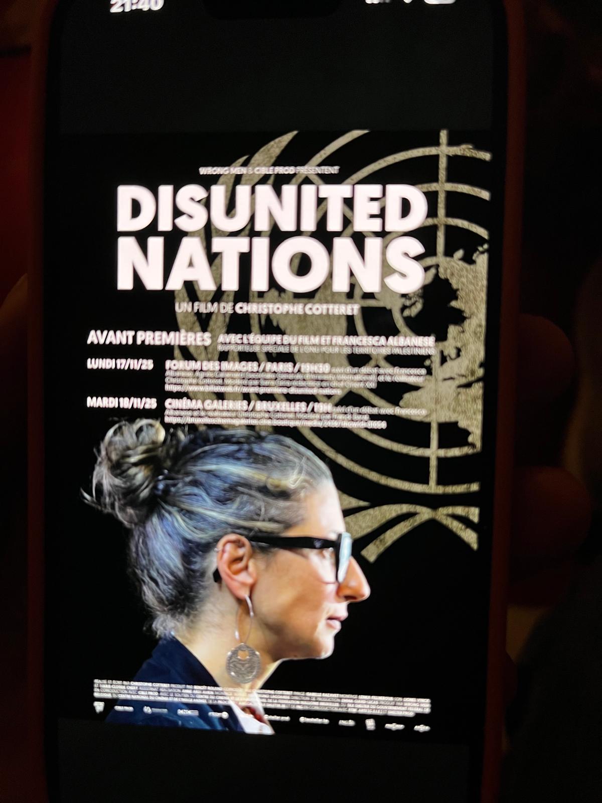 Projection disunited nations À Paris, projection de "Disunited Nations"