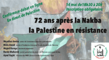 72 apres nakba À la veille des commémorations de la Nakba, l’AFPS organise une conférence-débat en ligne : 72 ans après la Nakba, la Palestine en résistance