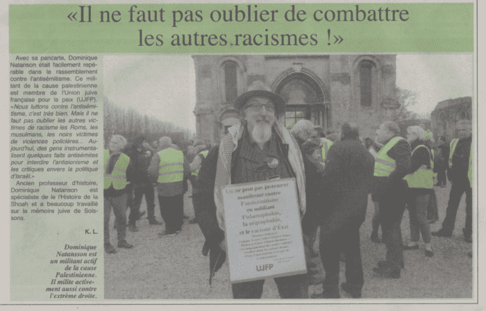 dnsoissons Dominique Natanson à Soissons :« L’antisémitisme n’est pas le racisme le plus répandu» «Il ne faut pas oublier de combattre les autres racismes !