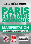 VISUEL LE 5 DECEMBRE 2021 PARIS FERA TAIRE ZEMMOUR jpg Rendez-vous à Paris ce dimanche 5 décembre à la manifestation contre l'extrême-droite