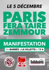 VISUEL LE 5 DECEMBRE 2021 PARIS FERA TAIRE ZEMMOUR jpg Rendez-vous à Paris ce dimanche 5 décembre à la manifestation contre l'extrême-droite