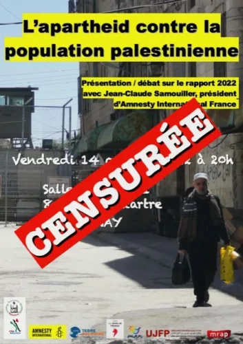 Censurée jpg Censure de l'apartheid israélien au Chesnay, dans les Yvelines