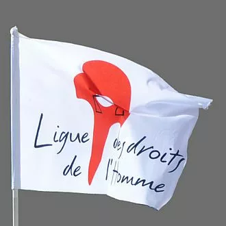 Flag of french human rights league jpg En défense de la LDH, pour la dissolution de Darmanin