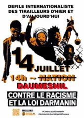 Affiche 14 07 daumesnil jpg À Paris, défilé internationaliste des tirailleurs d'hier et d'aujourd'hui