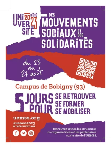 UEMSS Flyer A6 definitif jpg L'UJFP À L'UNIVERSITÉ D'ÉTÉ DES MOUVEMENTS SOCIAUX ET DES SOLIDARITÉS (UEMSS)