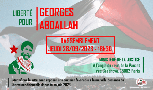 Rassemblement 28 septembre 2023 002 À Paris (2ème), rassemblement pour la libération de Georges Ibrahim Abdallah