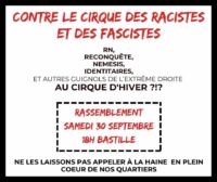 Rassemblement Bastille Contre le cirque des racistes et des fascistes !